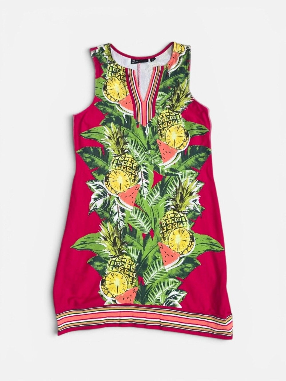New York & Co Pink Pineapple Watermelon Fruit Shift Dress